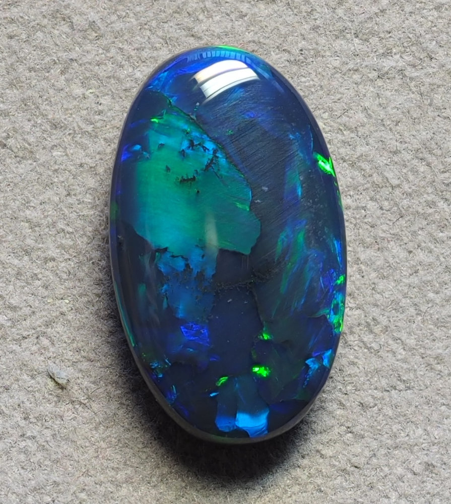 6.16ct N2-BLACK SOLID OPAL from LIGHTNING RIDGE — Stock #230712, Christianos Opals