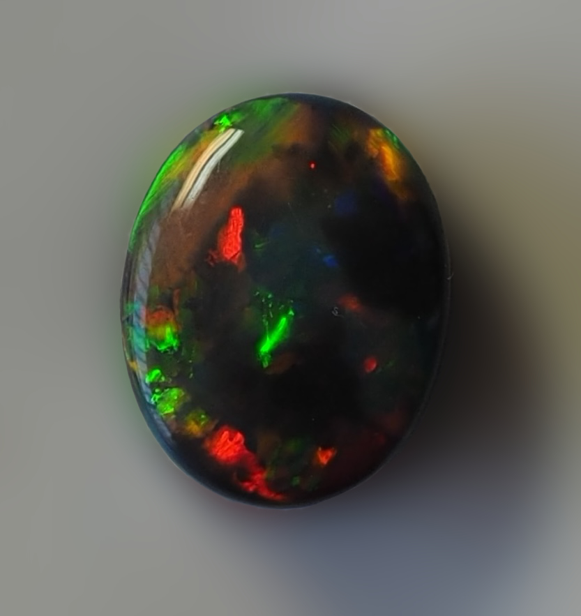 0.75ct N1-BLACK SOLID OPAL from LIGHTNING RIDGE — Stock #252509, Christianos Opals